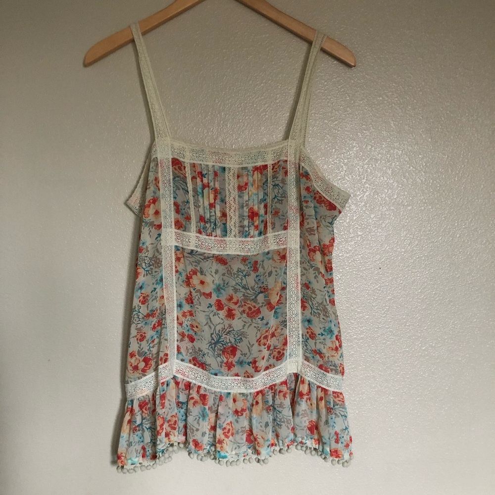 American Rag Cie Boho Chic Floral Blouse size L